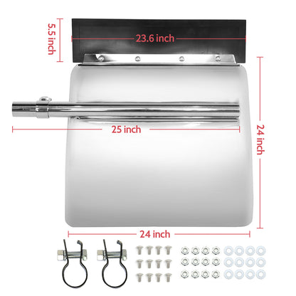 Stainless Steel Semi Truck Quarter Fenders, 24"X24" Stainless Steel Semi Truck Quarter Fenders