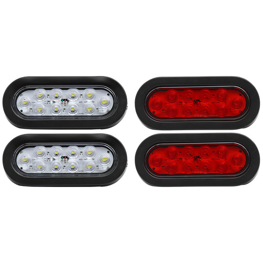 4 feux arrière à 10 LED 6" ovales avec joints en caoutchouc