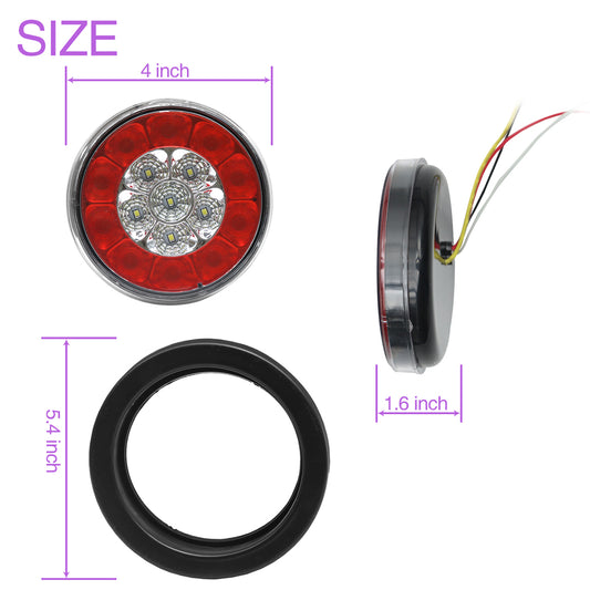 Feux arrière à 16 LED, feux de gabarit ronds de 4" avec joints en caoutchouc, lot de 4 pièces