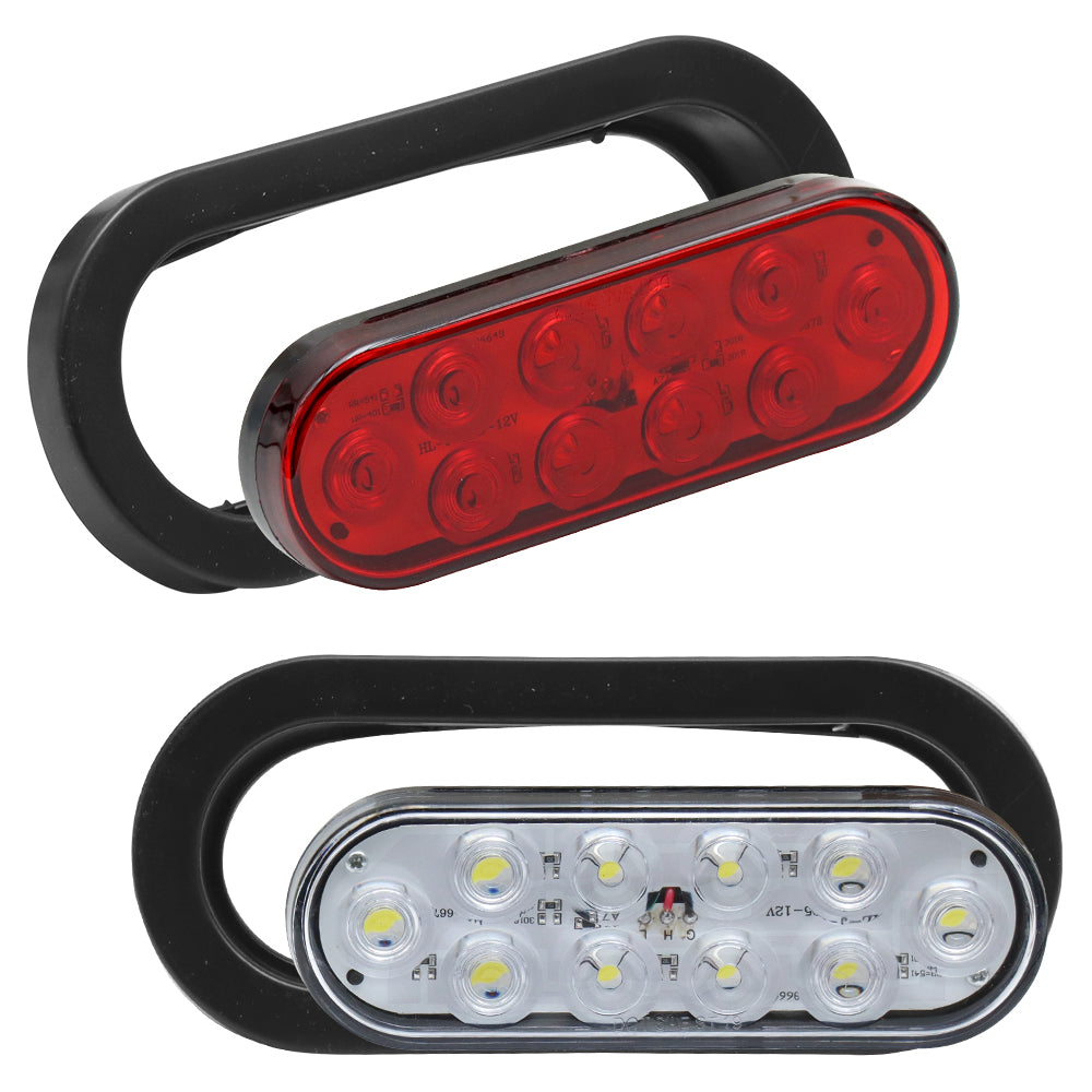 10 LED Tail Lights 6" Oval Marker Lights With Rubber Gaskets 4Pcs