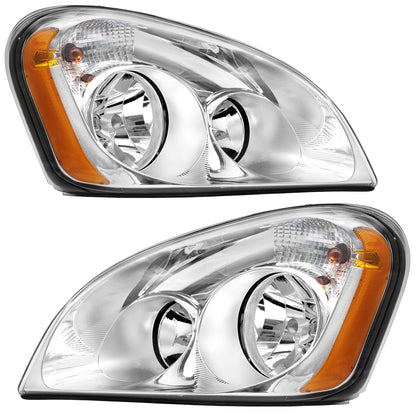Black Headlights for Freightliner Cascadia 2008-2017, Black Chrome Headlights Assembly fit for Freightliner Cascadia 2008-2017