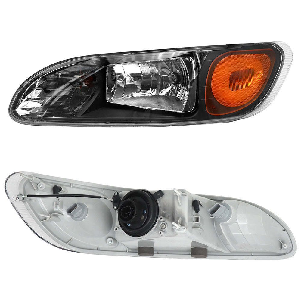 Headlights for Peterbilt 386/387/382/384, Black Headlights With Turn Signal  for Peterbilt 386/387/382/384 2005-2016