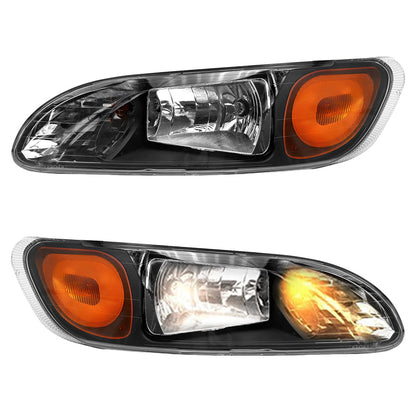 Headlights for Peterbilt 386/387/382/384, Black Headlights With Turn Signal  for Peterbilt 386/387/382/384 2005-2016