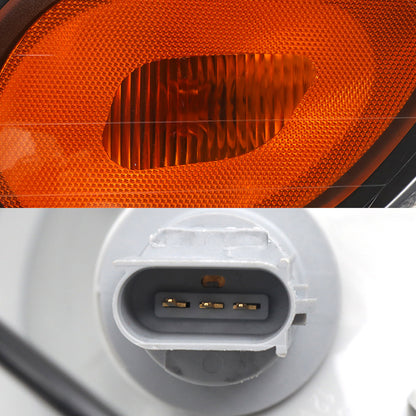 Headlights for Peterbilt 386/387/382/384, Black Headlights With Turn Signal  for Peterbilt 386/387/382/384 2005-2016