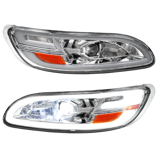 LED Chrome Headlights Assembly fit for Peterbilt 386/387/382/384 2005-2016