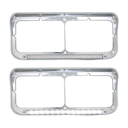 Headlight Bezels LED For Kenworth C500/W900, Chrome Headlight Bezels With LED For Kenworth C500/W900/T800 1984-2008