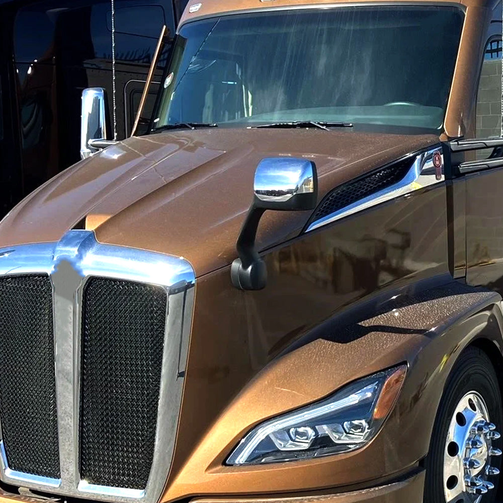 Chrome Hood Mirrors Compatible With Kenworth T680 & Peterbilt 579/587