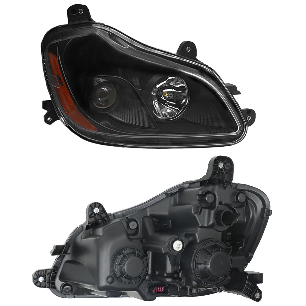 Headlights for Kenworth T680 2013-2021, Black Headlights Included Bulbs Fit for Kenworth T680 2013-2021