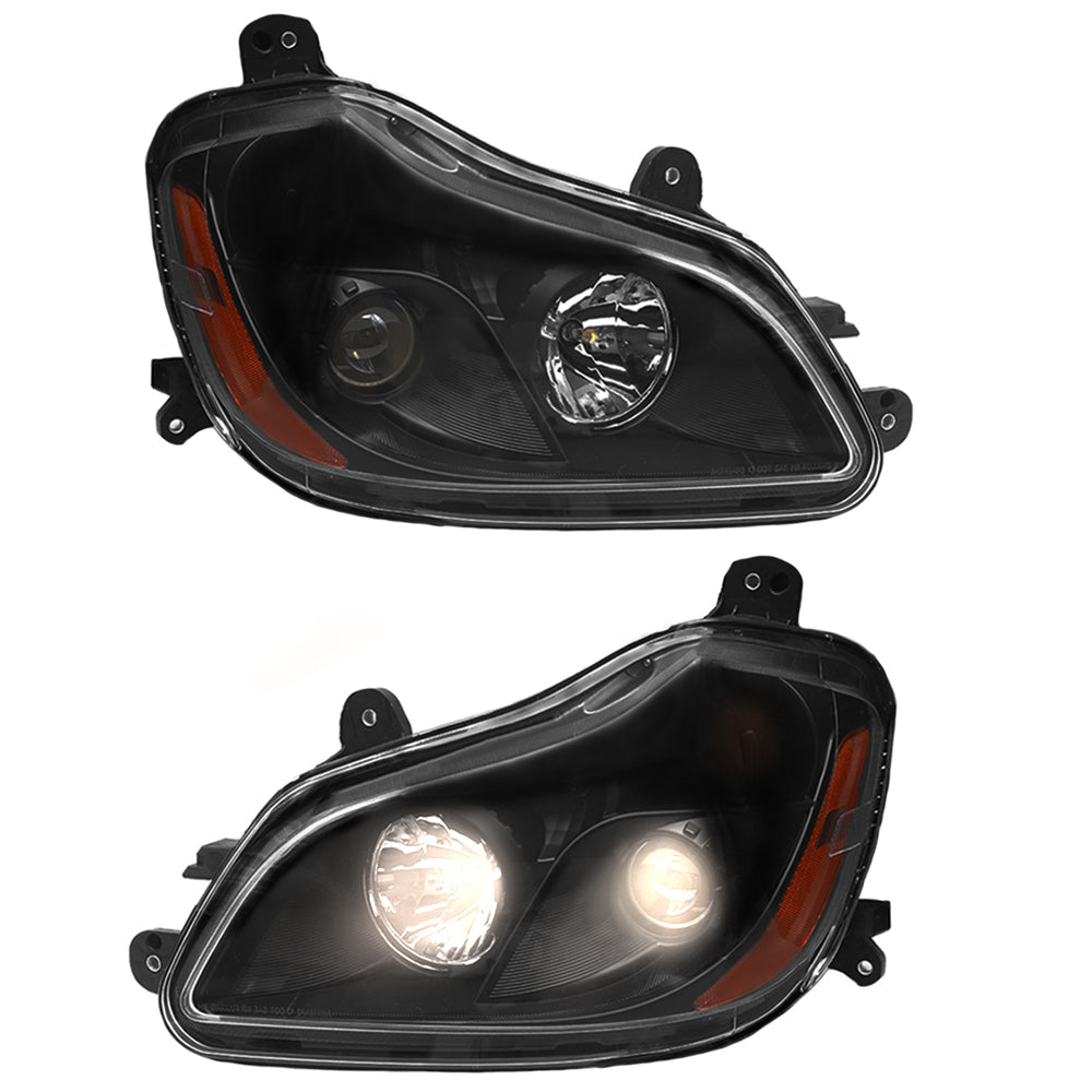 Headlights for Kenworth T680 2013-2021, Black Headlights Included Bulbs Fit for Kenworth T680 2013-2021