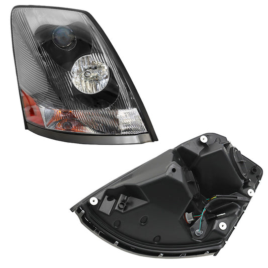 Headlight for VNL/VNM 2004-2018, Fit for Volvo VNL/VNM Headlight Assembly Black With Turn Signal