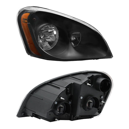 Black Headlights for Freightliner Cascadia 2008-2017, Black Chrome Headlights Assembly fit for Freightliner Cascadia 2008-2017