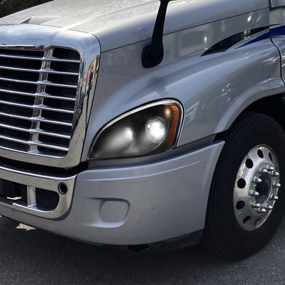 Black Headlights for Freightliner Cascadia 2008-2017, Black Chrome Headlights Assembly fit for Freightliner Cascadia 2008-2017