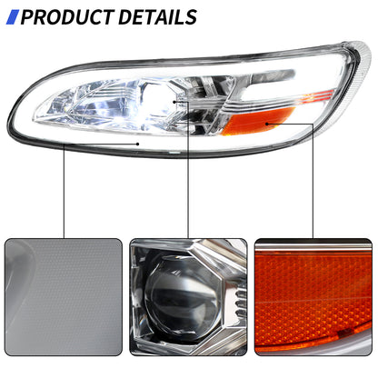 LED Chrome Headlights Assembly fit for Peterbilt 386/387/382/384 2005-2016