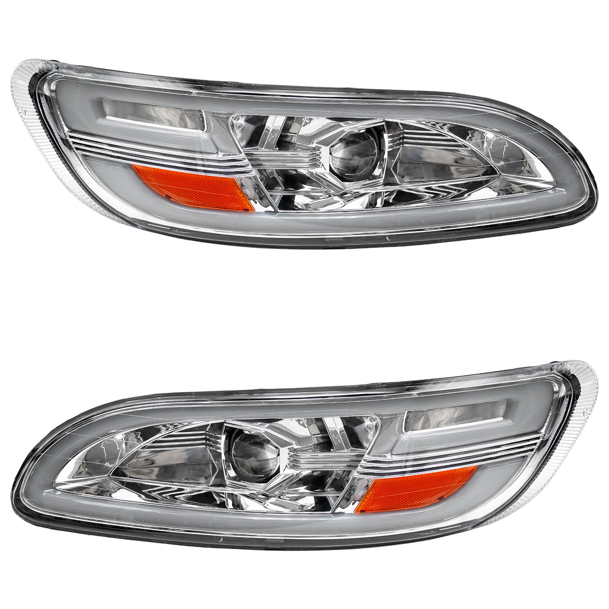 LED Chrome Headlights Assembly fit for Peterbilt 386/387/382/384 2005-2016