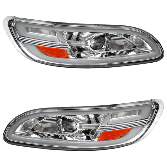 LED Chrome Headlights Assembly fit for Peterbilt 386/387/382/384 2005-2016