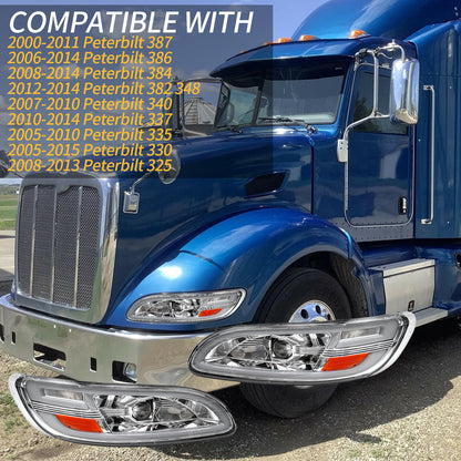 LED Chrome Headlights Assembly fit for Peterbilt 386/387/382/384 2005-2016