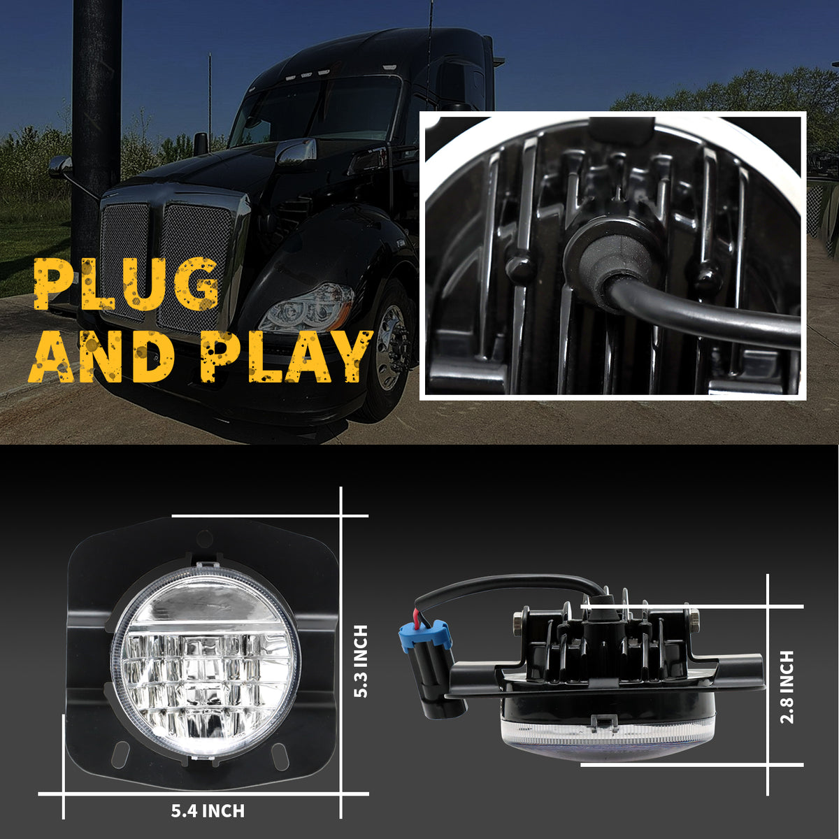 LED Fog Lights fit for Kenworth T680 2022-2024